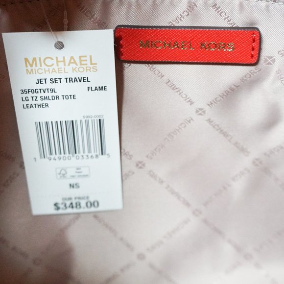 MICHAEL KORS JET SET TRAVEL LARGE TOP ZIP SHOULDER TOTE BAG RED - Picture 9 of 11